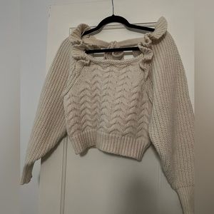 Zara ivory ruffle sweater size small